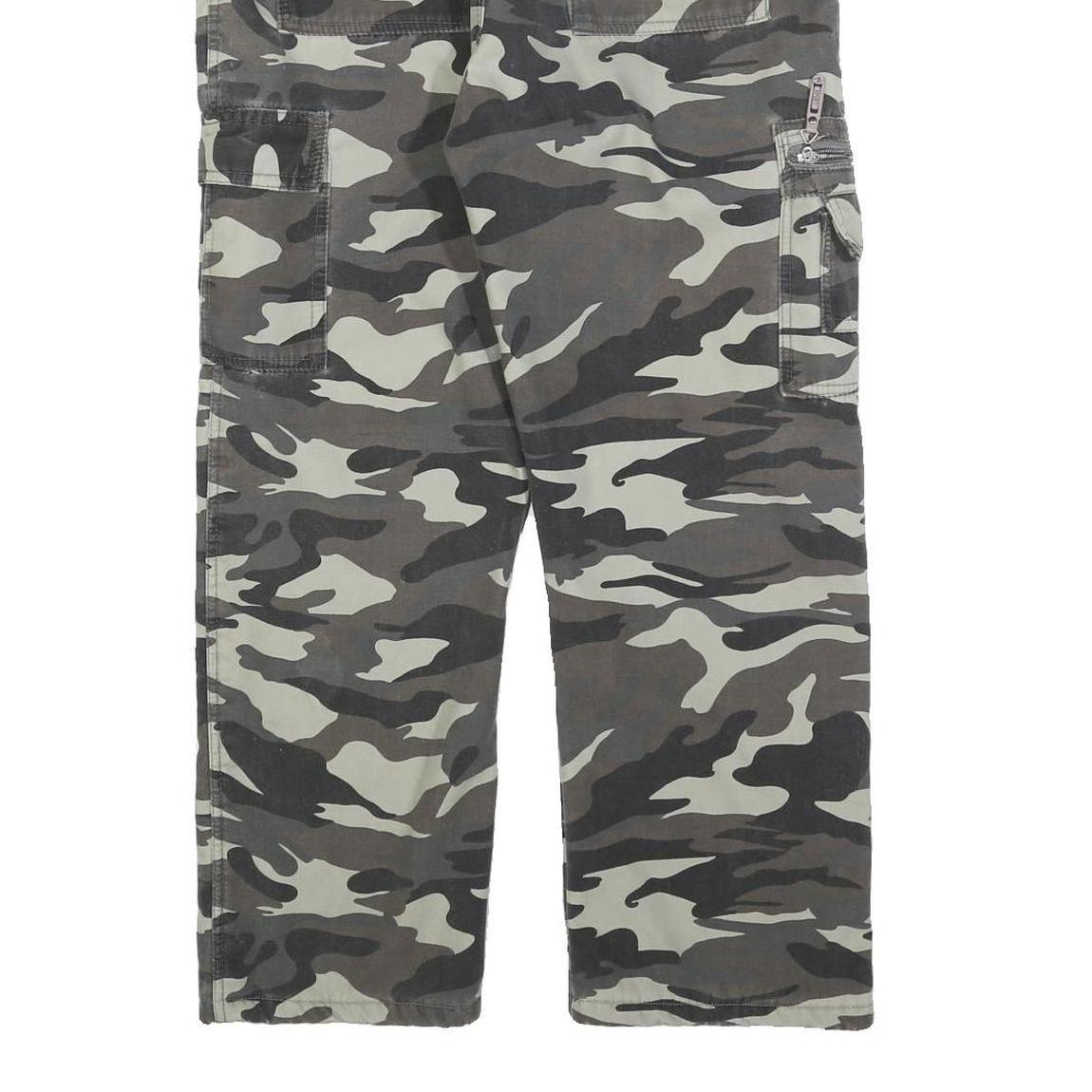 Womens Camouflage Cotton Blend Relaxed Drawstring Trousers W30 L26 Casual Cargo