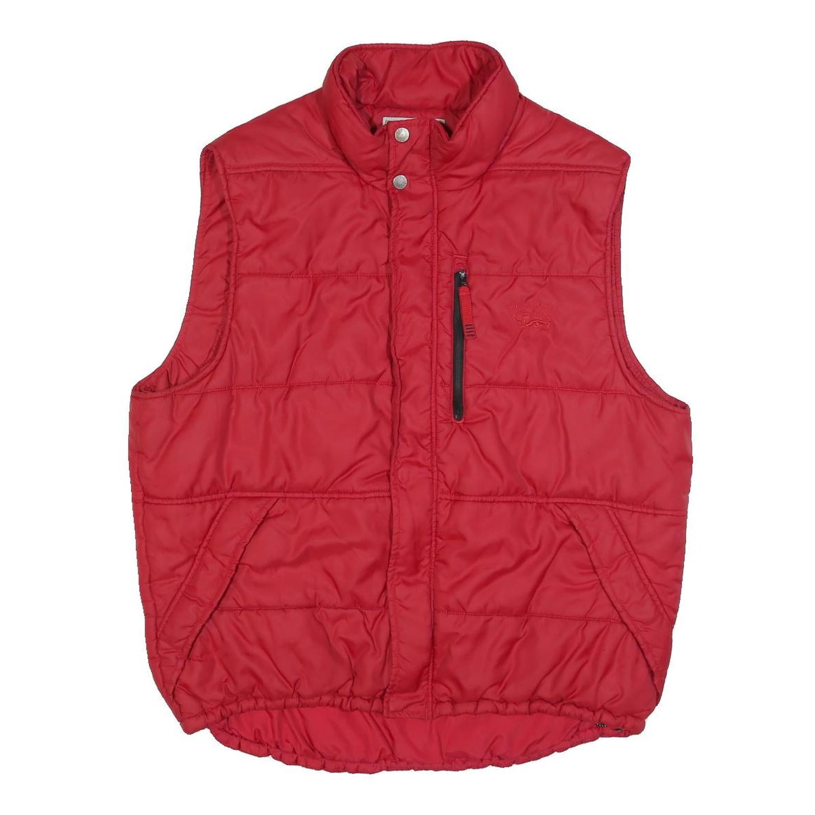 TOMMY HILFIGER Mens Red Polyester Puffer Jacket L Quilted Sleeveless Zip