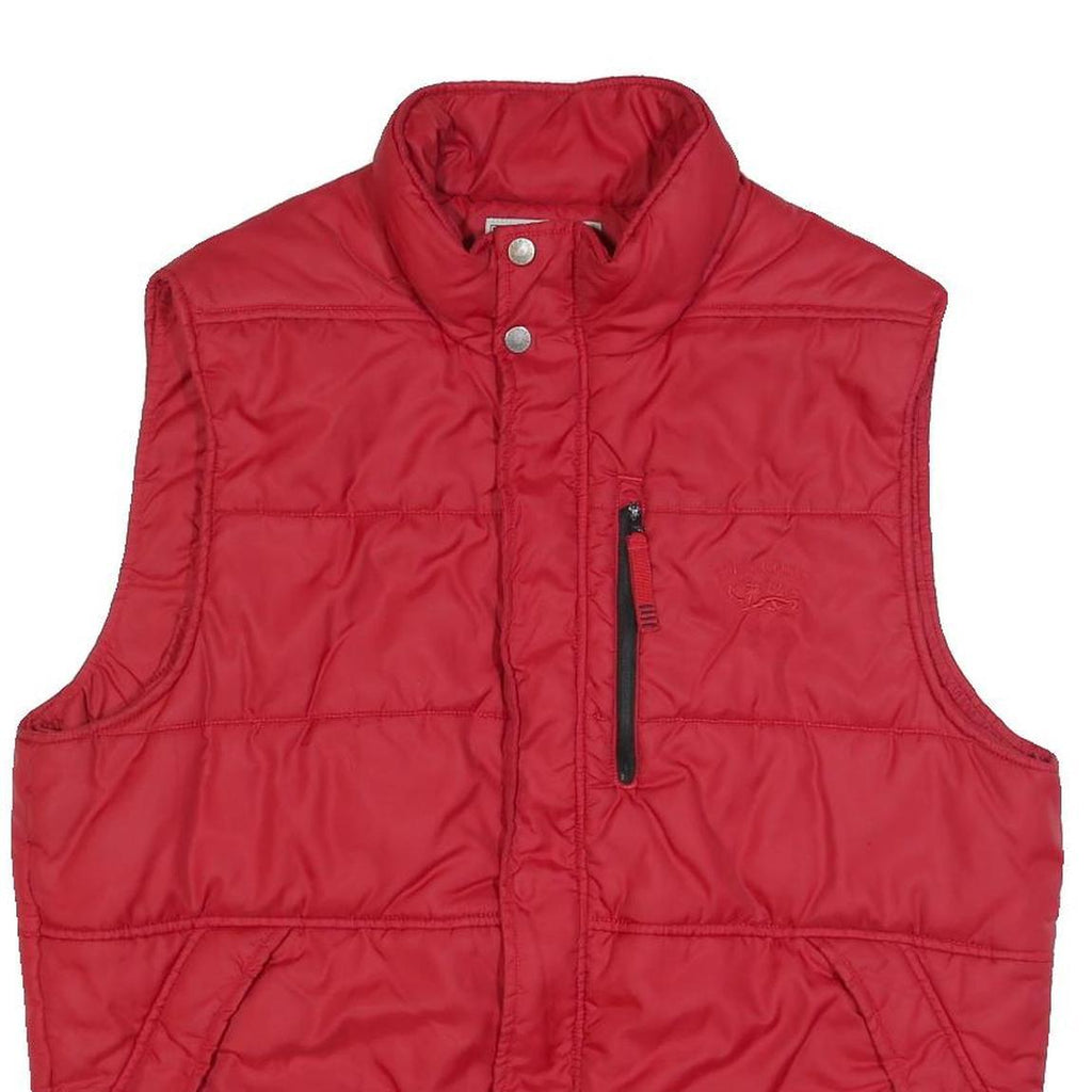 TOMMY HILFIGER Mens Red Polyester Puffer Jacket L Quilted Sleeveless Zip