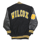 DELONG Mens Black & Yellow Academic Wool Varsity Button Jacket M