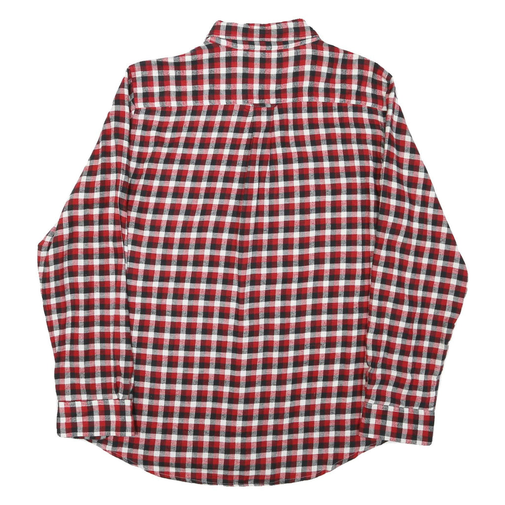 CHAPS Mens Red & Black Check Shirt L Casual Cotton Button Down Long Sleeve
