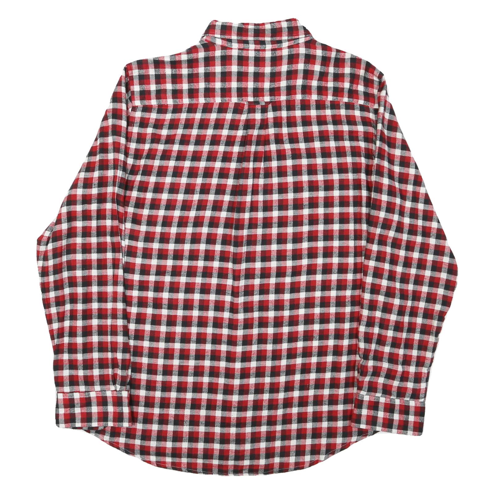 CHAPS Mens Red & Black Check Shirt L Casual Cotton Button Down Long Sleeve