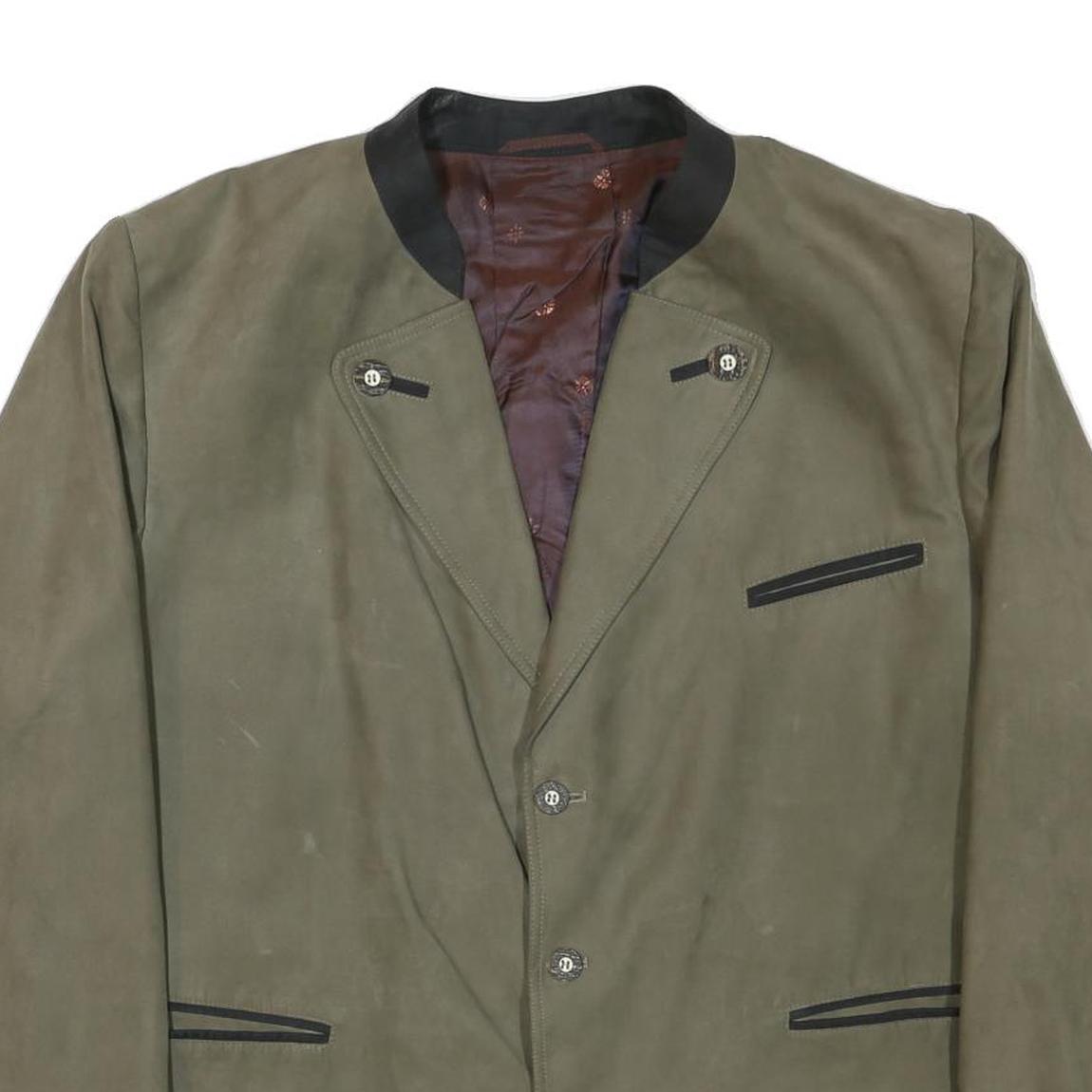 JUPITER Mens Green Button Jacket XL Polyester Blend Plain Classic Fit Stylish