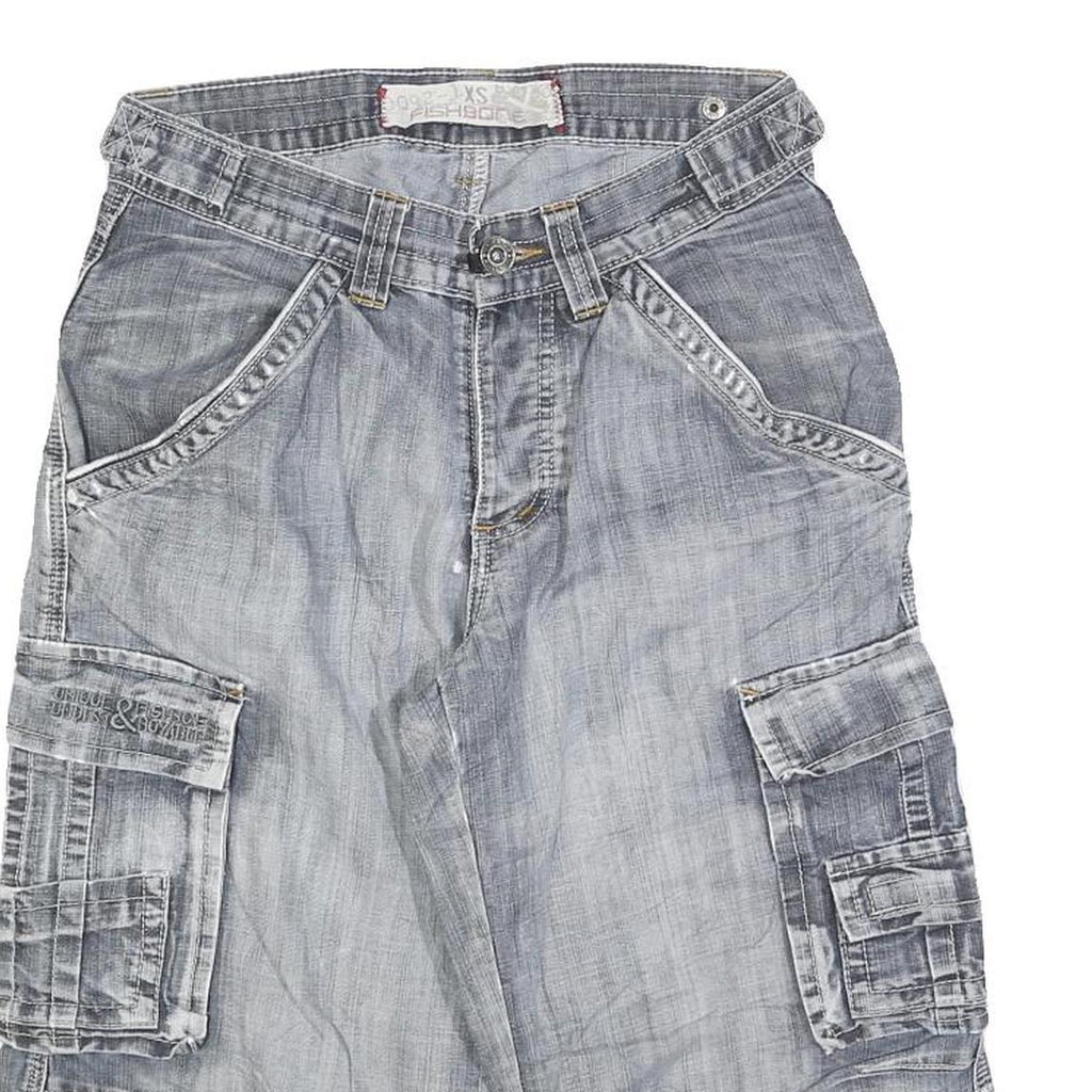 FISHBONE Mens Cargo Blue XS W26 Cotton Shorts Casual Style