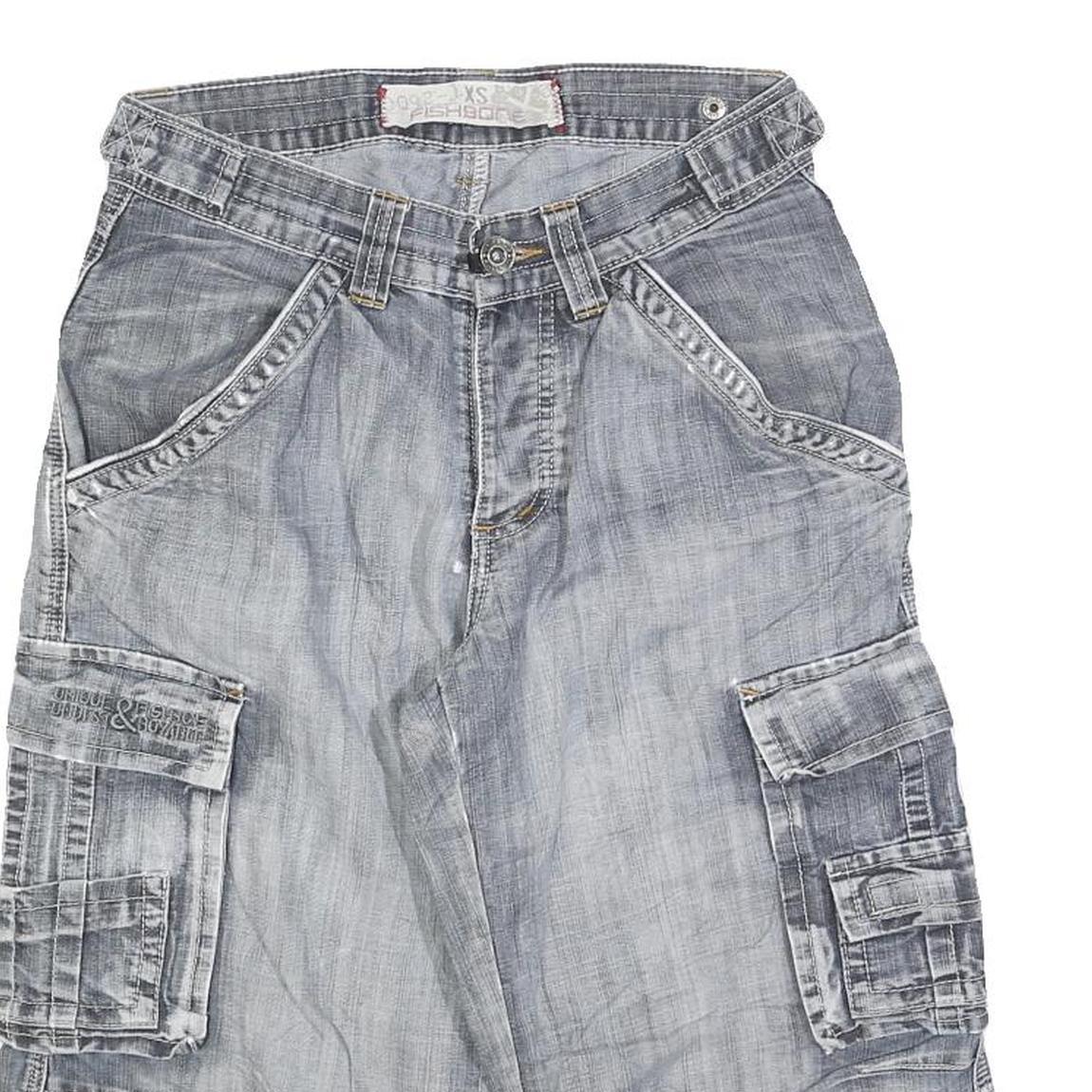 FISHBONE Mens Cargo Blue XS W26 Cotton Shorts Casual Style