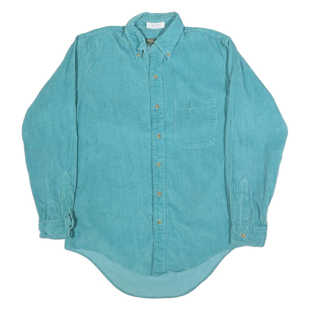 JOSEPH LAUGHTERS Mens Blue Cotton Shirt M Button-Down Collar Casual Long Sleeve