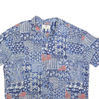 ISLAND SHORES Mens Blue White & Red Pattern Rayon Shirt 2XL Casual Summer