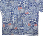 ISLAND SHORES Mens Blue White & Red Pattern Rayon Shirt 2XL Casual Summer
