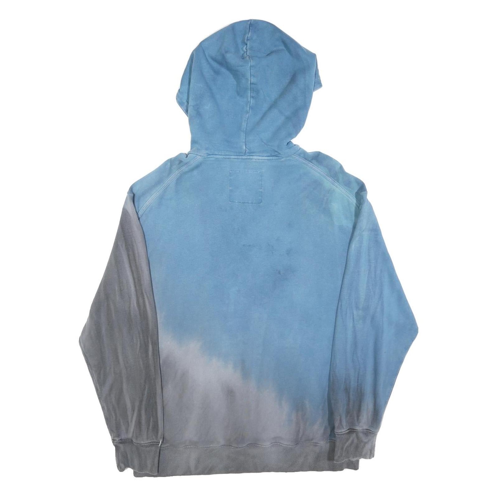 CATERPILLAR Mens Blue & Grey Hoodie S Cotton Blend Pullover CAT Logo Half Zip