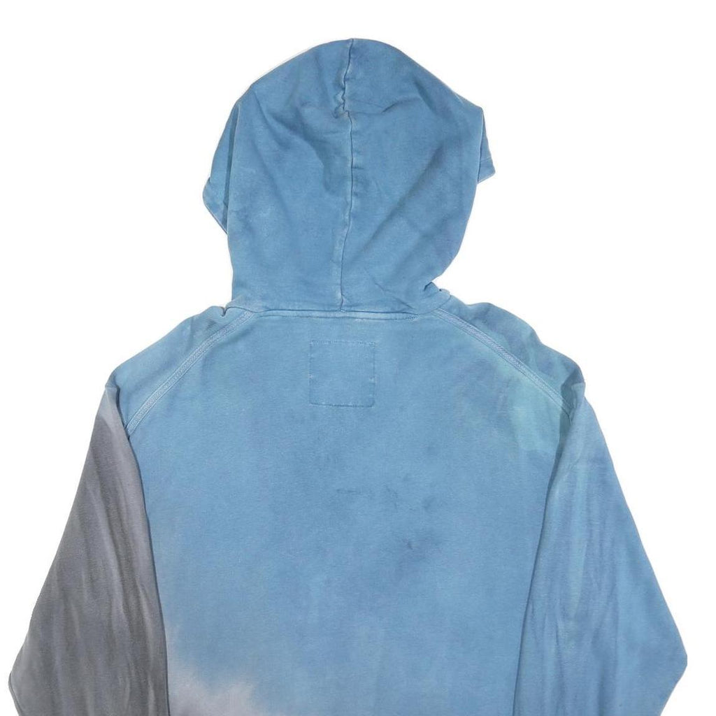 CATERPILLAR Mens Blue & Grey Hoodie S Cotton Blend Pullover CAT Logo Half Zip