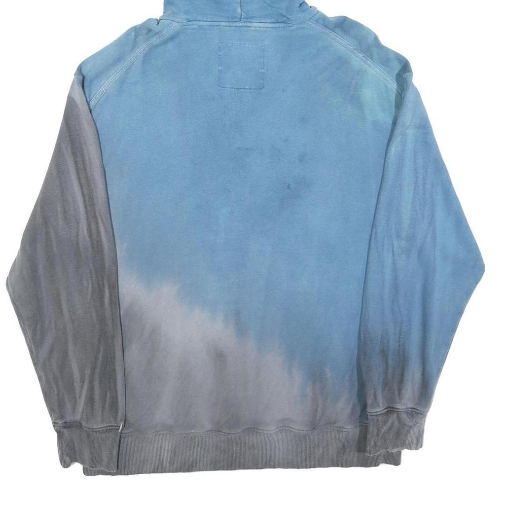 CATERPILLAR Mens Blue & Grey Hoodie S Cotton Blend Pullover CAT Logo Half Zip