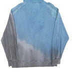 CATERPILLAR Mens Blue & Grey Hoodie S Cotton Blend Pullover CAT Logo Half Zip