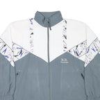 R B COLLECTION Mens Grey & White Polyester Blend Jacket 2XL Zip Colourblock