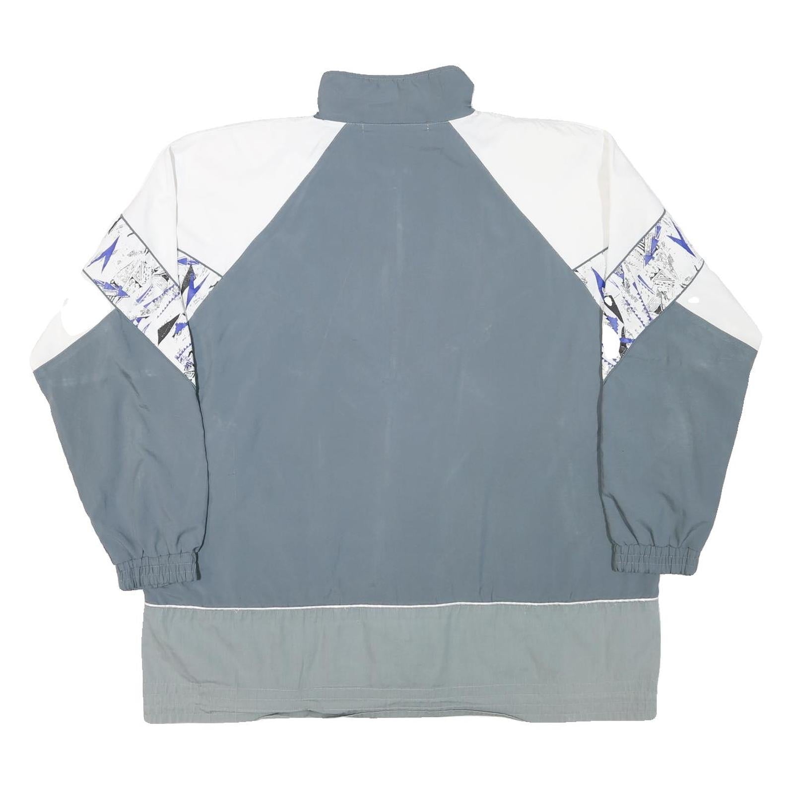 R B COLLECTION Mens Grey & White Polyester Blend Jacket 2XL Zip Colourblock