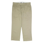 DICKIES Mens Polyester Blend Beige Classic Straight Trousers W38 L29 Workwear