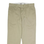 DICKIES Mens Polyester Blend Beige Classic Straight Trousers W38 L29 Workwear