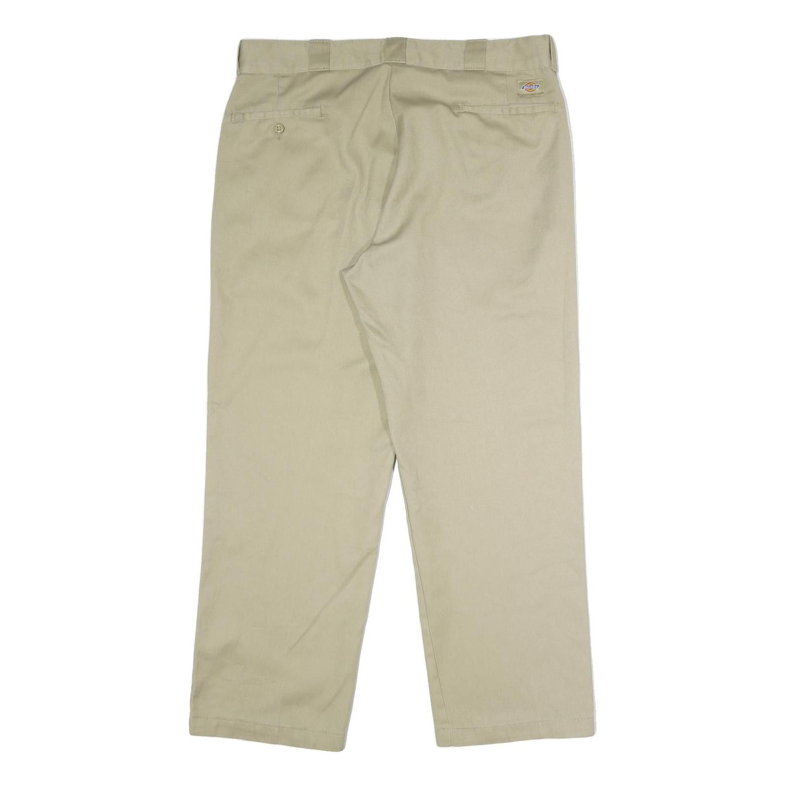 DICKIES Mens Polyester Blend Beige Classic Straight Trousers W38 L29 Workwear