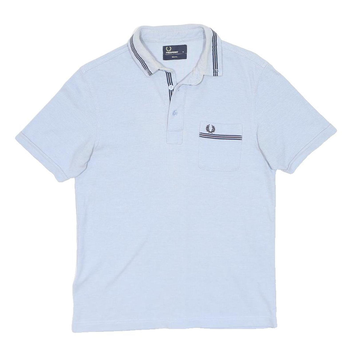 FRED PERRY Mens Blue Polo Shirt M Cotton Short Sleeve Pocket Classic