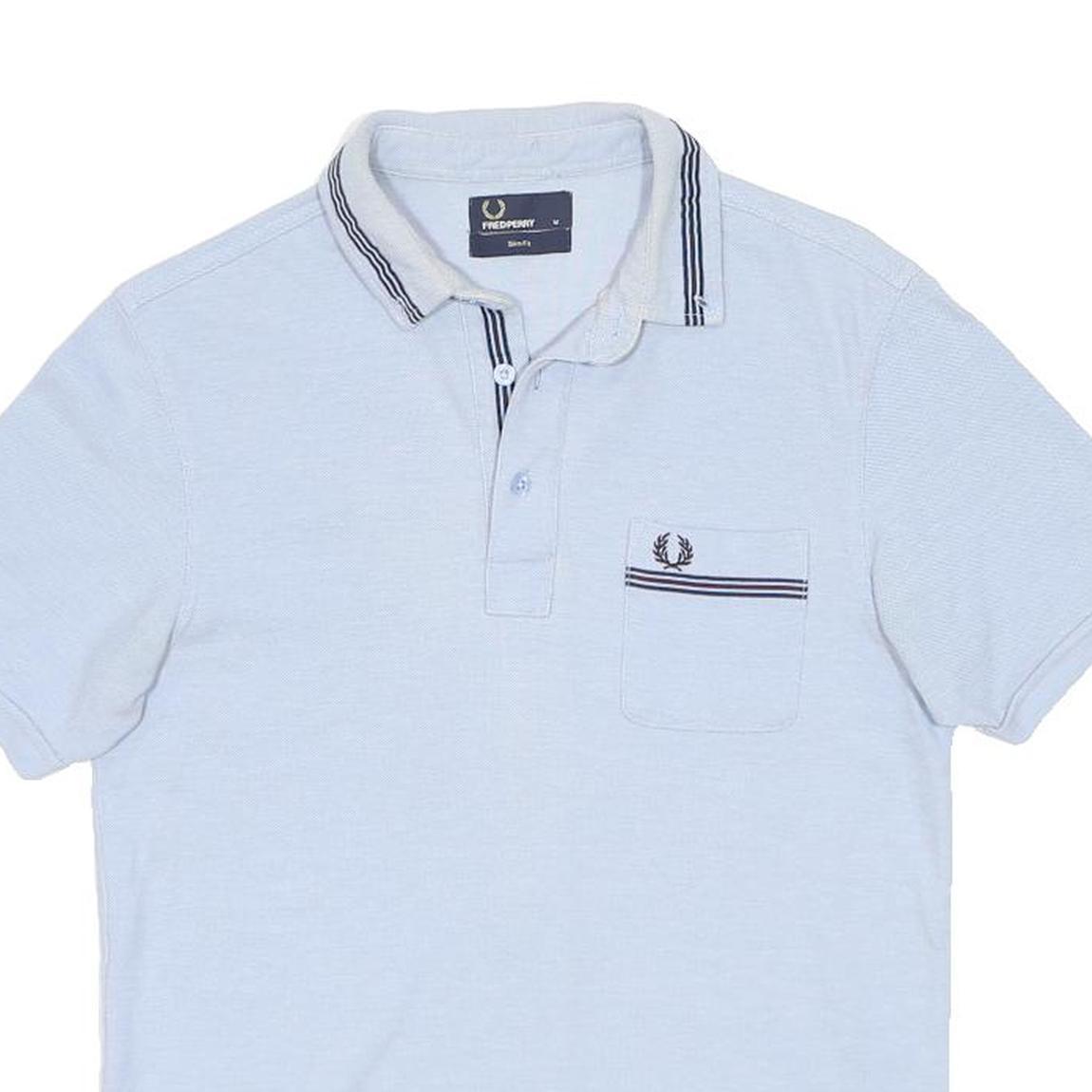 FRED PERRY Mens Blue Polo Shirt M Cotton Short Sleeve Pocket Classic