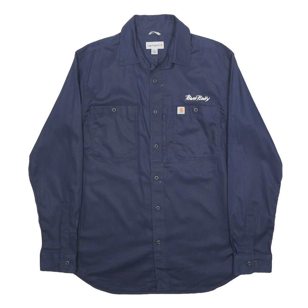 CARHARTT Mens Blue Work Shirt M Power Bully Cotton Blend Durable