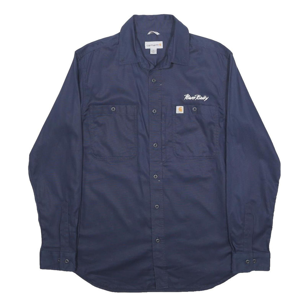 CARHARTT Mens Blue Work Shirt M Power Bully Cotton Blend Durable