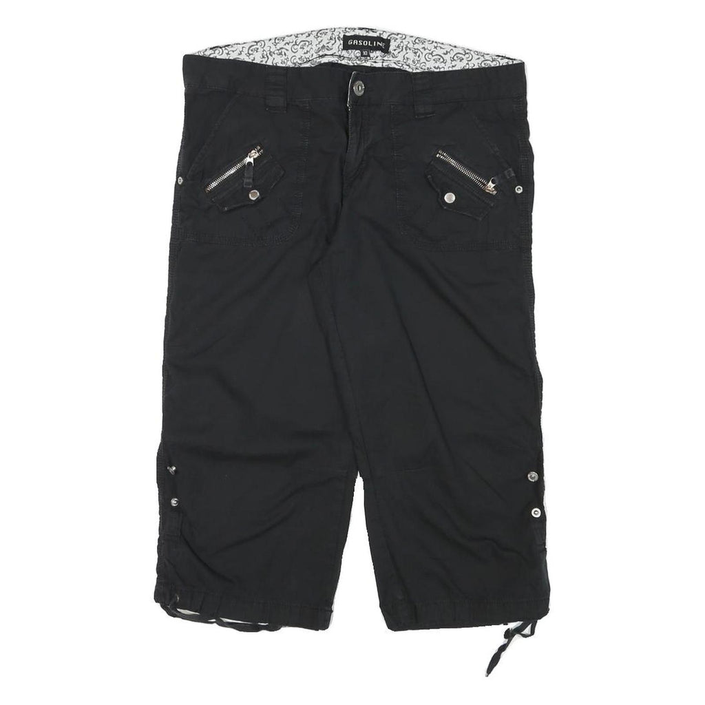GASOLINE Womens Shorts Black Casual XL W34 Cotton Blend Zip Pocket