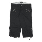 GASOLINE Womens Shorts Black Casual XL W34 Cotton Blend Zip Pocket