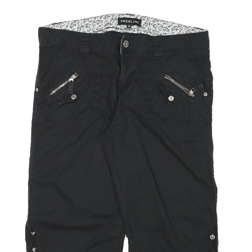 GASOLINE Womens Shorts Black Casual XL W34 Cotton Blend Zip Pocket