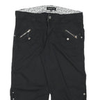 GASOLINE Womens Shorts Black Casual XL W34 Cotton Blend Zip Pocket