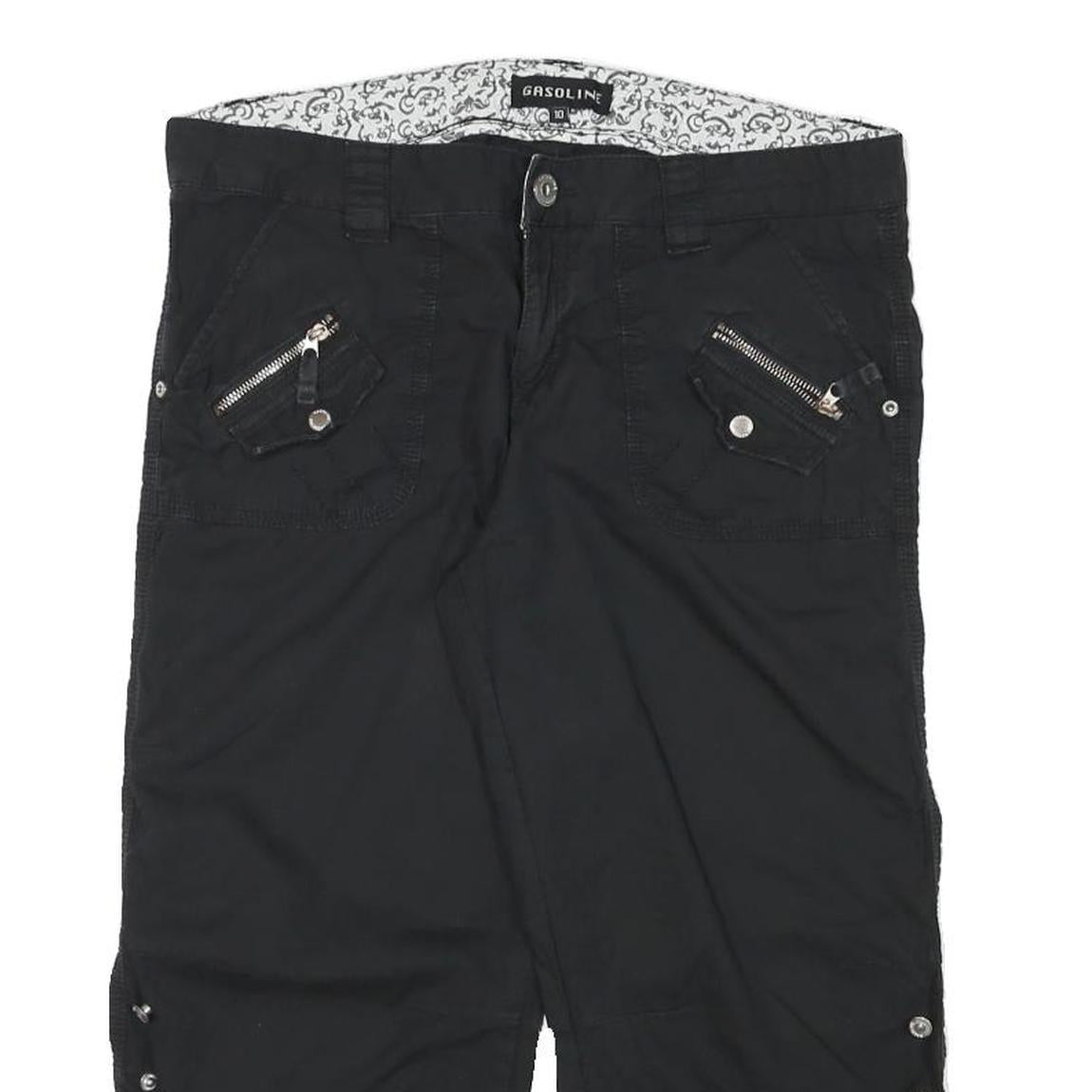 GASOLINE Womens Shorts Black Casual XL W34 Cotton Blend Zip Pocket