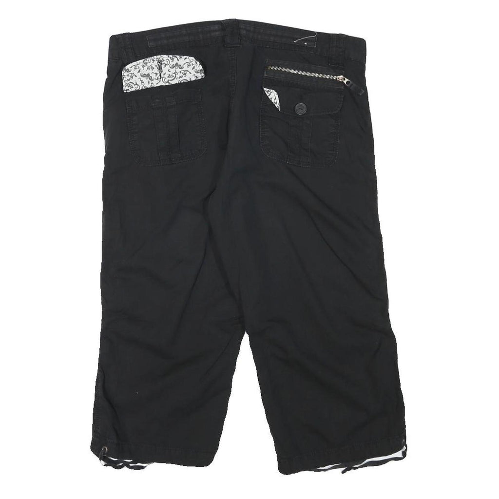 GASOLINE Womens Shorts Black Casual XL W34 Cotton Blend Zip Pocket