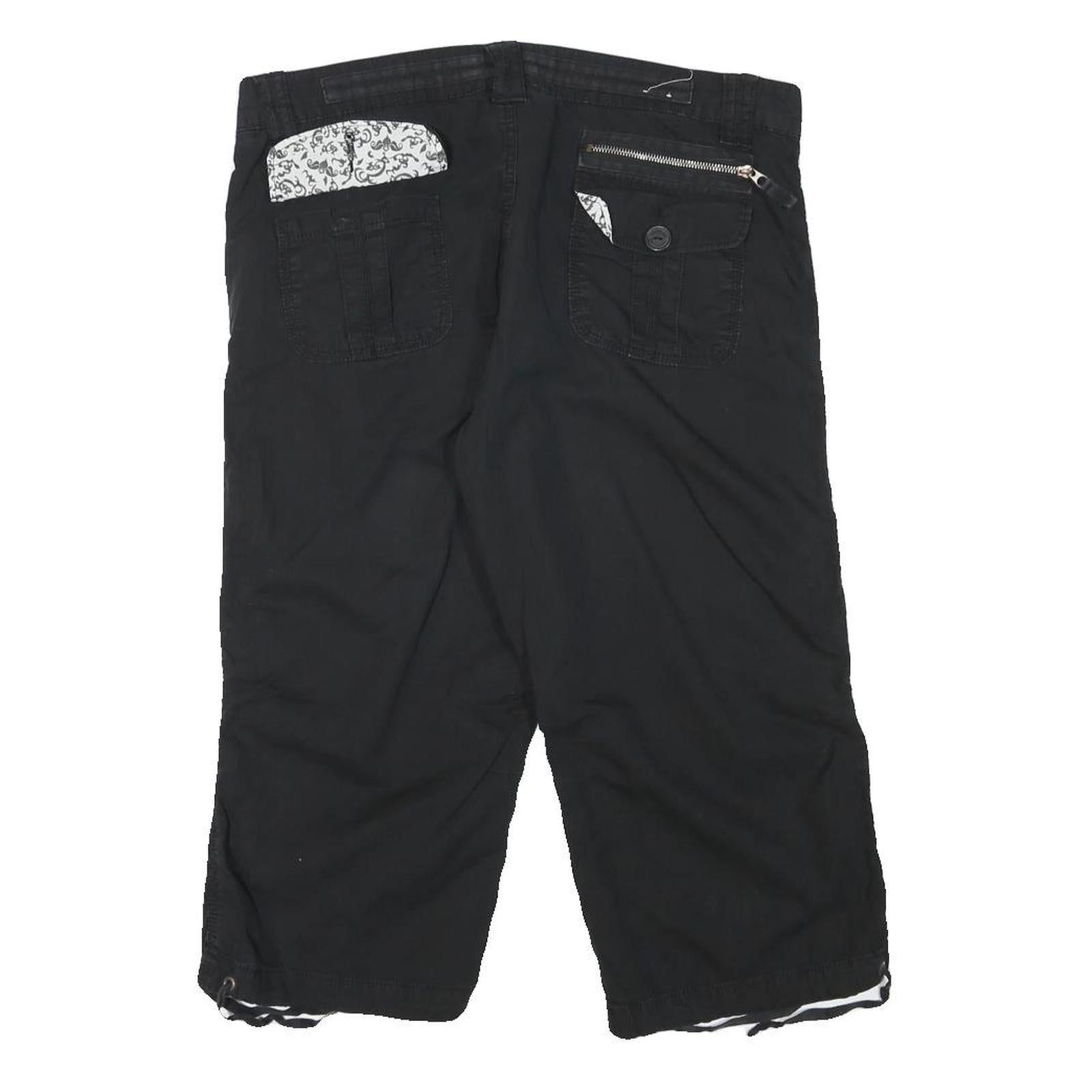 GASOLINE Womens Shorts Black Casual XL W34 Cotton Blend Zip Pocket