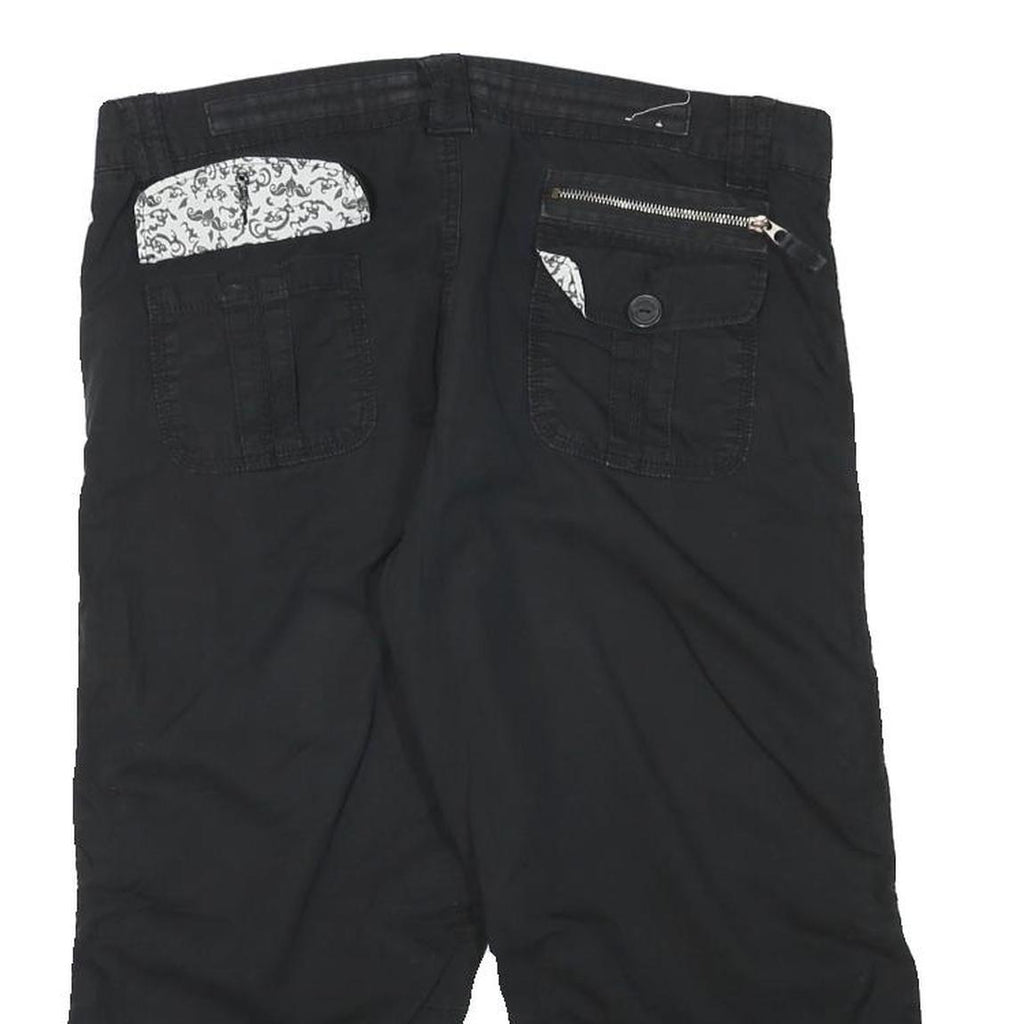 GASOLINE Womens Shorts Black Casual XL W34 Cotton Blend Zip Pocket