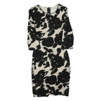 REISS Womens Black & Cream Floral Bodycon Wool Blend Midi Dress UK 4 Elegant