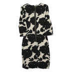 REISS Womens Black & Cream Floral Bodycon Wool Blend Midi Dress UK 4 Elegant
