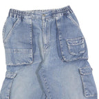 Womens Blue Casual Cargo Denim Cotton Blend Shorts S W28 Multi Pocket