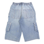 Womens Blue Casual Cargo Denim Cotton Blend Shorts S W28 Multi Pocket