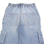 Womens Blue Casual Cargo Denim Cotton Blend Shorts S W28 Multi Pocket