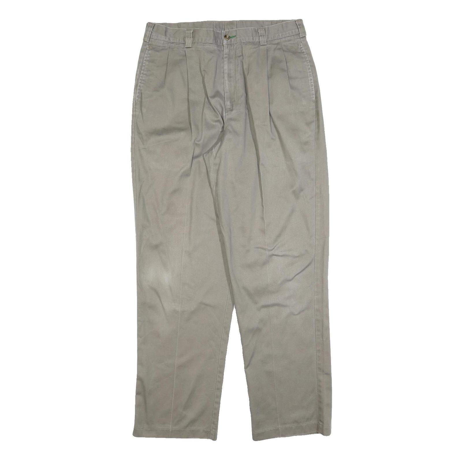 TOMMY HILFIGER Mens Regular Beige Cotton Blend Trousers W34 L32 Classic Zip