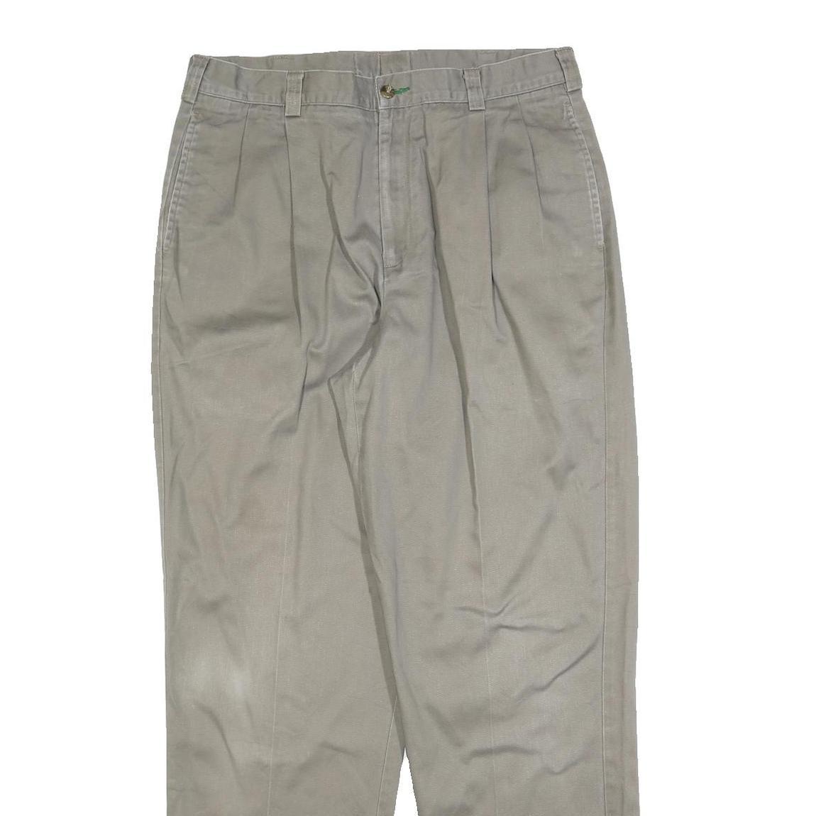TOMMY HILFIGER Mens Regular Beige Cotton Blend Trousers W34 L32 Classic Zip