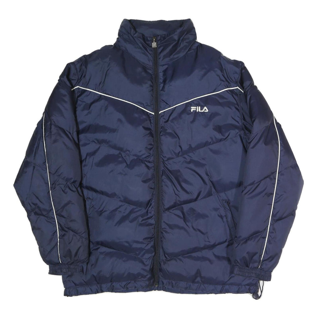 FILA Mens Navy Blue Zip Jacket L Polyester Blend Plain Sportswear Casual