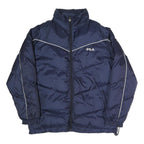 FILA Mens Navy Blue Zip Jacket L Polyester Blend Plain Sportswear Casual
