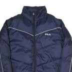 FILA Mens Navy Blue Zip Jacket L Polyester Blend Plain Sportswear Casual