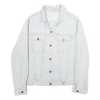GUESS Mens Light Blue Denim Jacket L Cotton Button Plain Casual Classic Fit