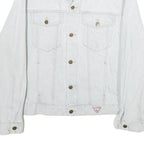 GUESS Mens Light Blue Denim Jacket L Cotton Button Plain Casual Classic Fit