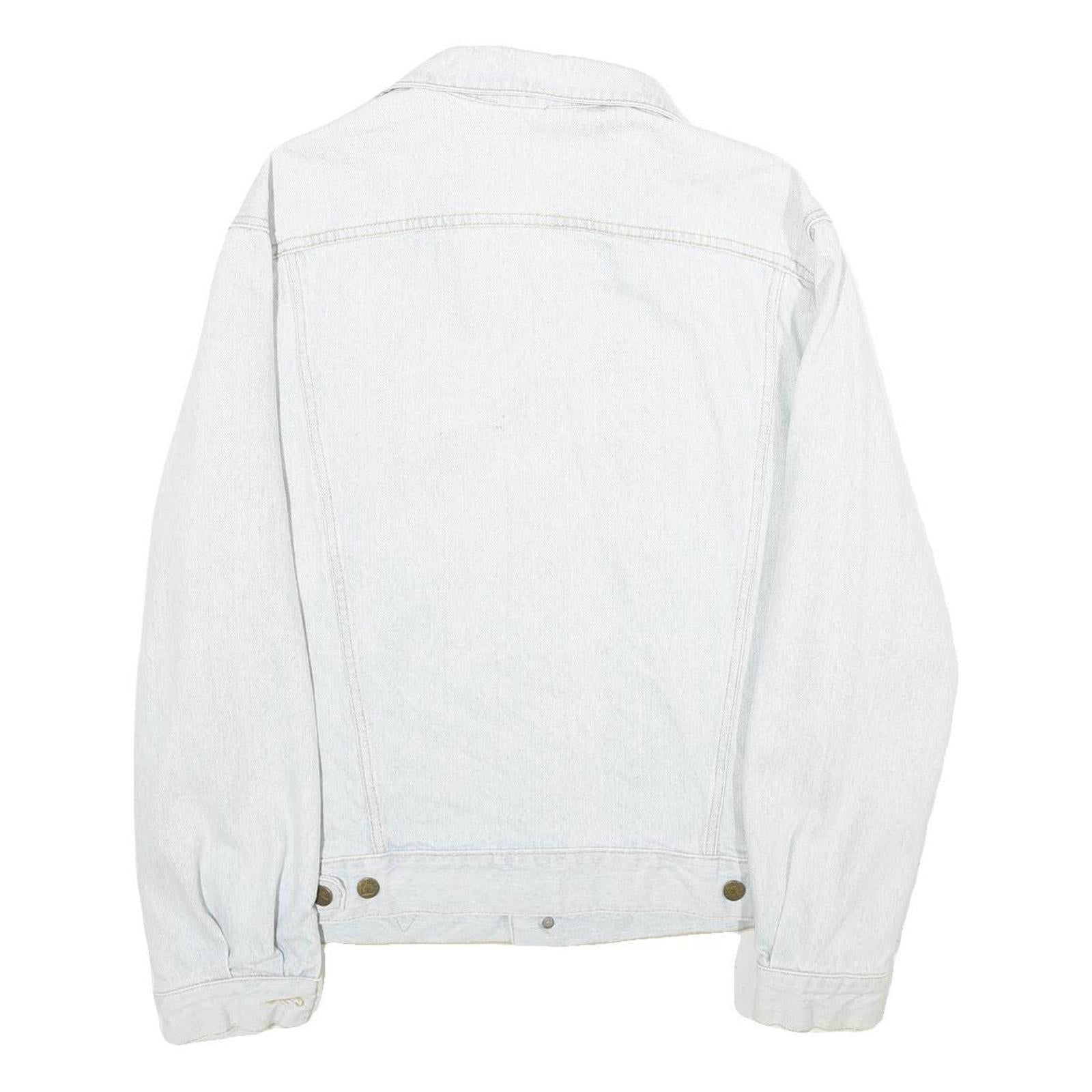 GUESS Mens Light Blue Denim Jacket L Cotton Button Plain Casual Classic Fit