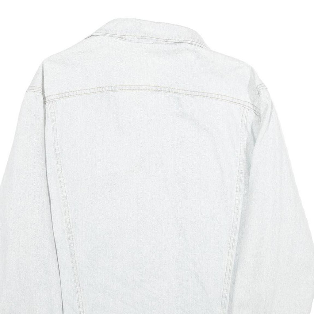 GUESS Mens Light Blue Denim Jacket L Cotton Button Plain Casual Classic Fit