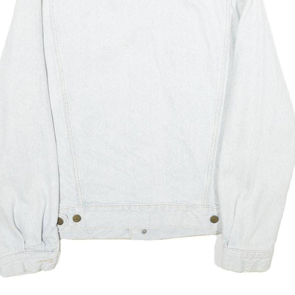 GUESS Mens Light Blue Denim Jacket L Cotton Button Plain Casual Classic Fit