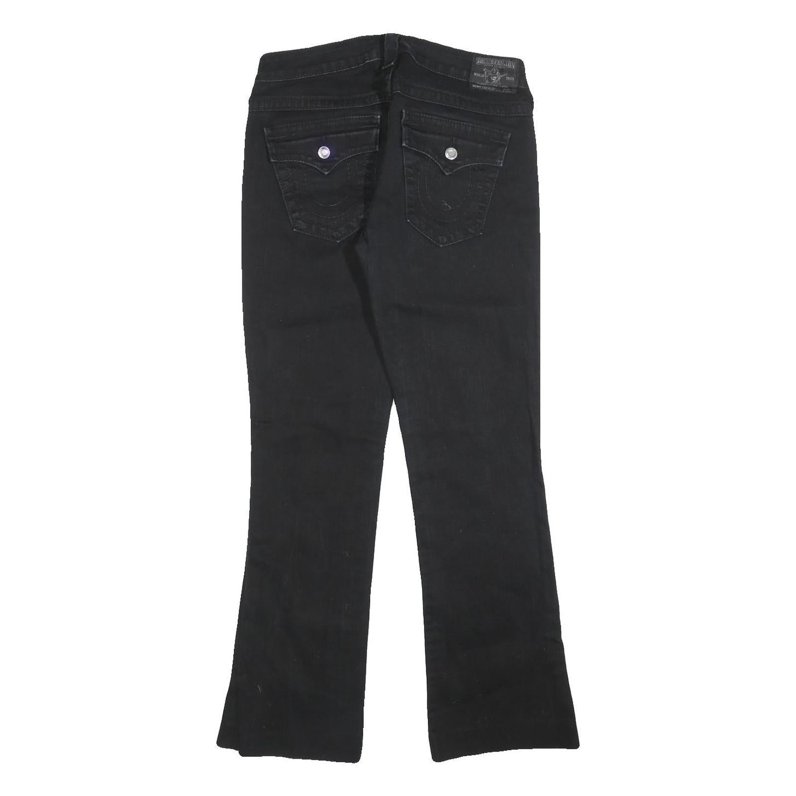TRUE RELIGION Womens Black Slim Straight Denim Medium W29 L30 Jeans Classic Fit