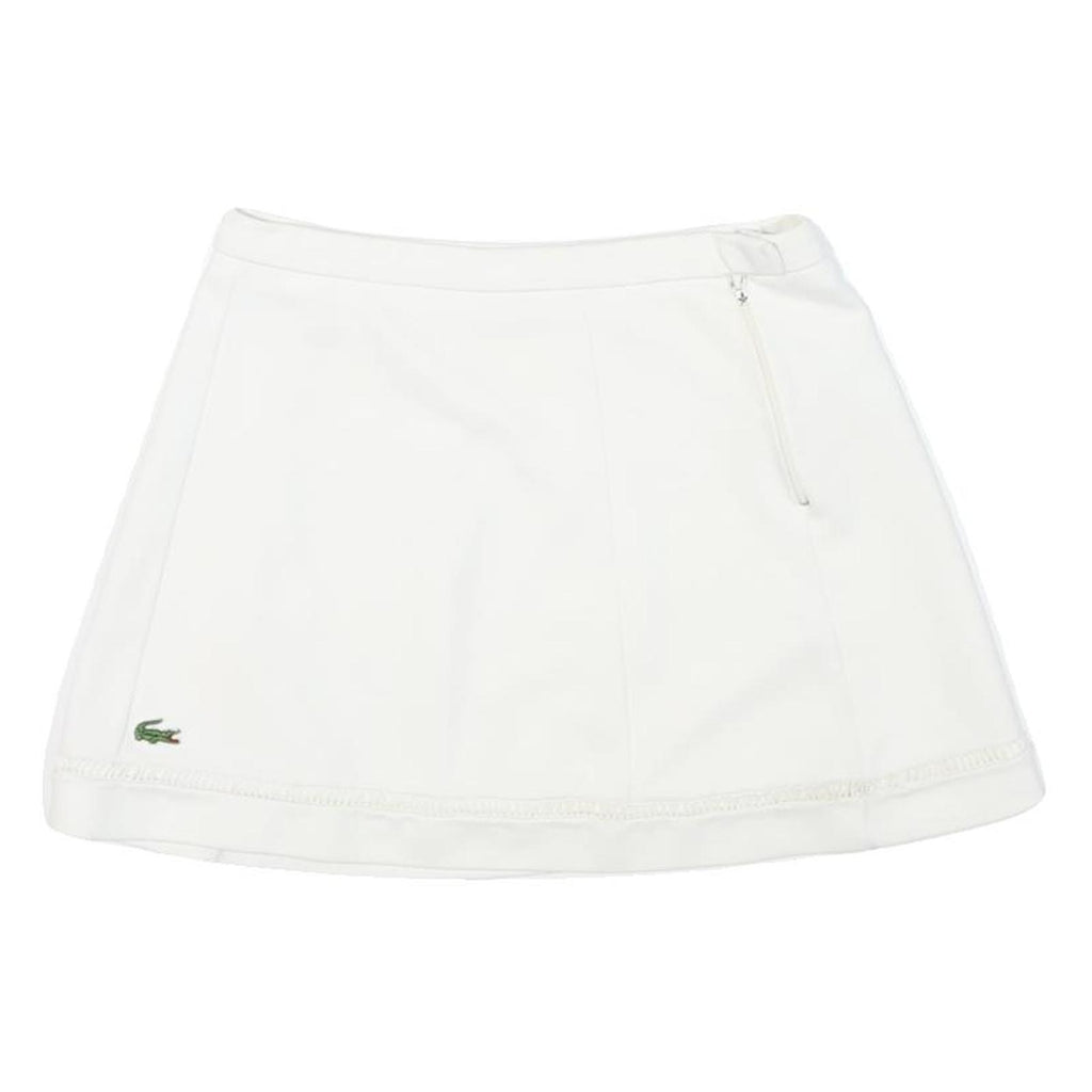 LACOSTE Womens White Mini Polyester Blend Plain Skirt M Tennis Casual